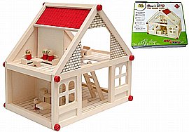 בית בובות עץ + ריהוט 4 חדרים 40X38X20 בית בובות עץ + ריהוט 4 חדרים 40X38X20