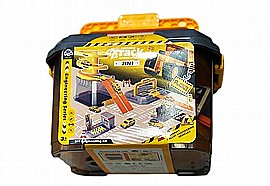 חניון משאיות צהוב בתיבה 27X15X21 ס"מ חניון משאיות צהוב בתיבה 27X15X21 ס"מ