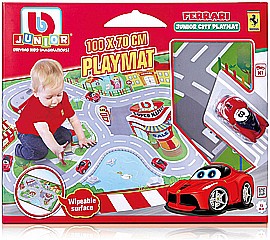 BURAGO שטיח מסלולים פרארי 70*100 ס"מ + מכונית. BURAGO שטיח מסלולים פרארי 70*100 ס"מ + מכונית.