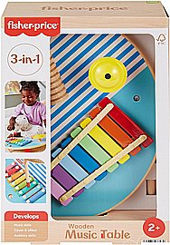 פישר-פרייס עץ צעצוע שולחן מוזיקלי לפעוטות, כלי הקשה מעץ 3 חלקים למשחק התפתחותי בגילאי ילדים פישר-פרייס עץ צעצוע שולחן מוזיקלי לפעוטות, כלי הקשה מעץ 3 חלקים למשחק התפתחותי בגילאי ילדים